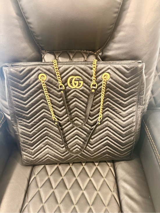 Gucci Handbags - Authentic Gucci Black Double G Marmont Large Tote with Gold Hardware NWOT OBO